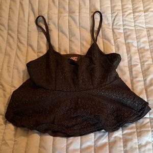 Pure Hype Black Lace Peplum Camisole with Spaghetti Straps